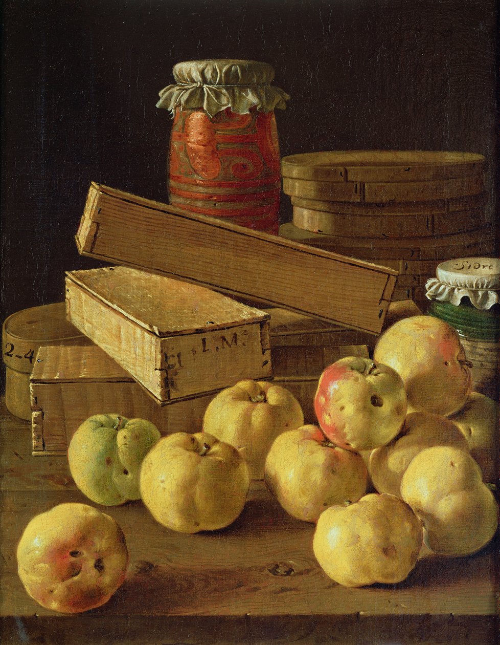 Nature morte avec pommes, pots de confiture et boîtes de gâteau - Luis Egidio Melendez