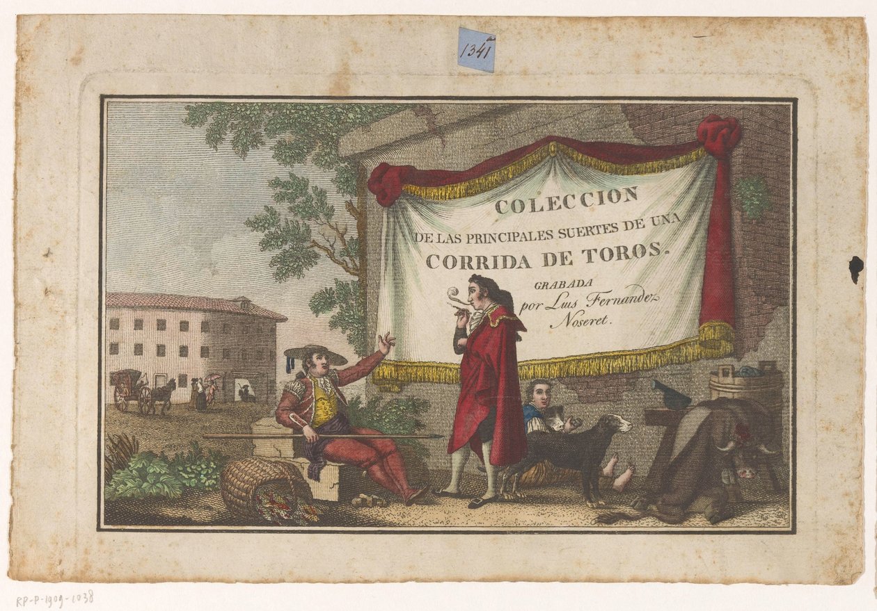Page de titre avec toreros et une peau de taureau - Luis Fernandez Noseret