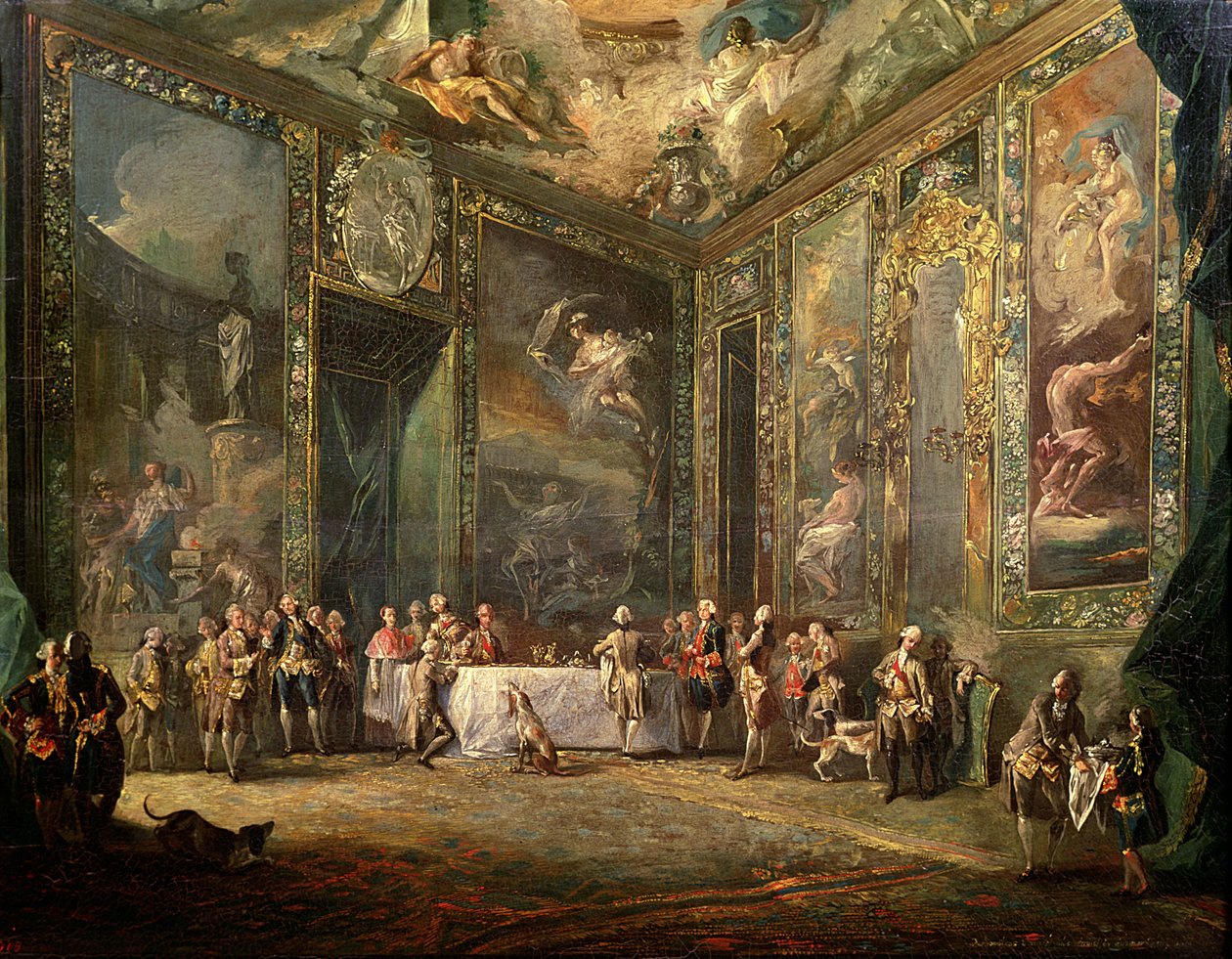 Charles III (1716-88) de Bourbon, déjeunant devant sa cour, vers 1770 - Luis Paret y Alcazar