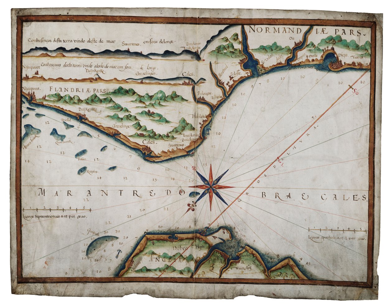 Carte du détroit de Douvres, vers 1587-88 - Luis Teixeira