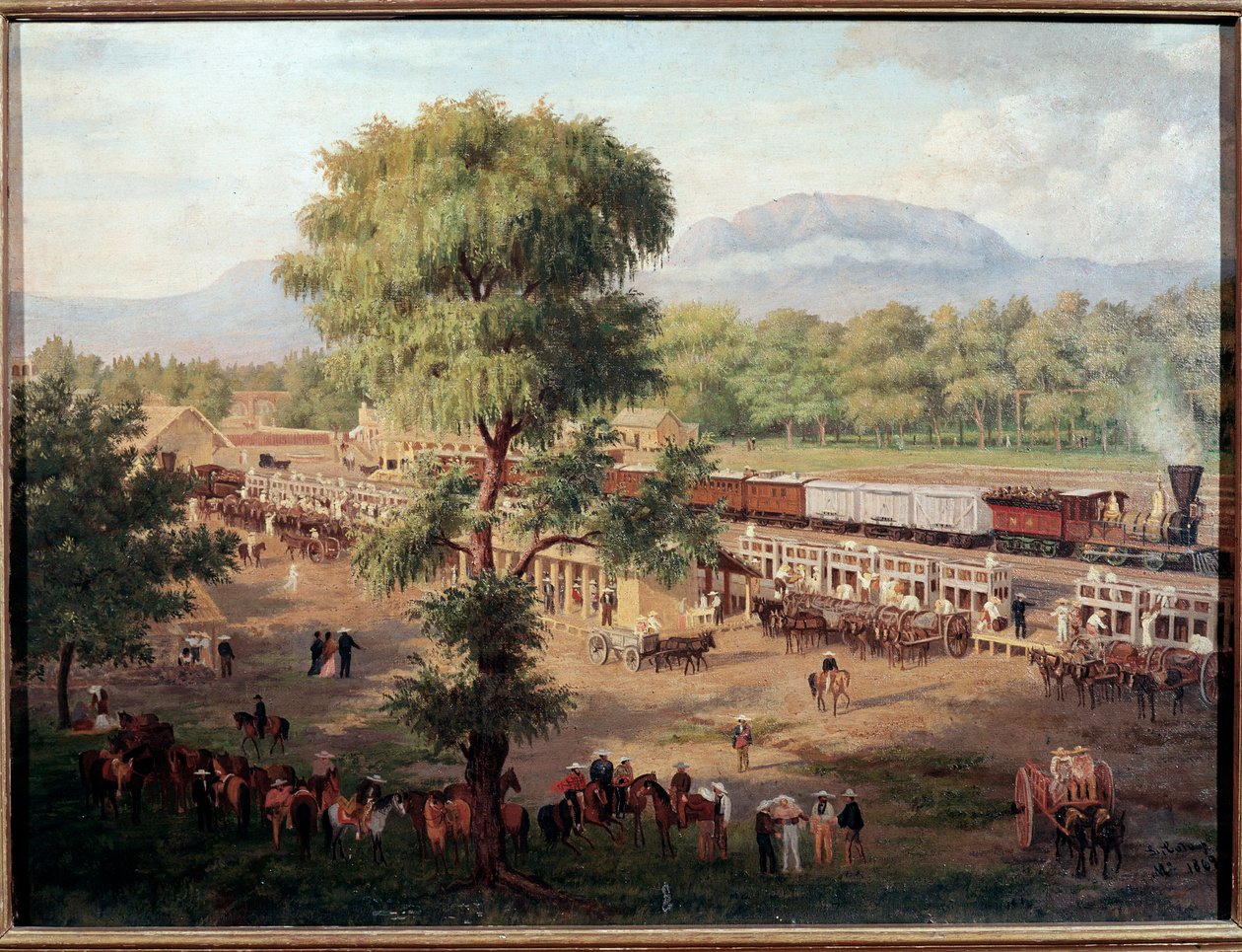 Vue du chemin de fer de la vallée de Mexico Peinture de Luis Coto (1830-1891) Mexico, Musée national d