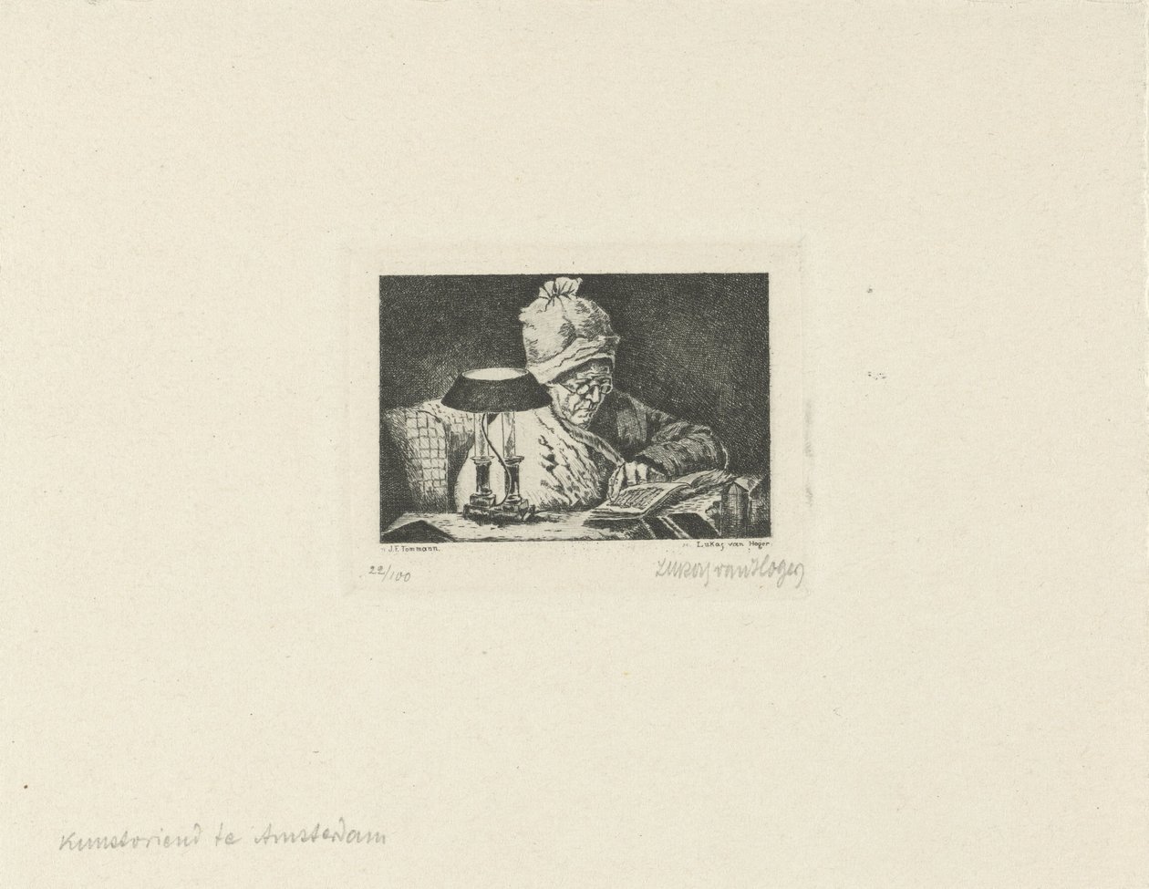 Homme lisant - Lukas van Hoger (signed by artist)