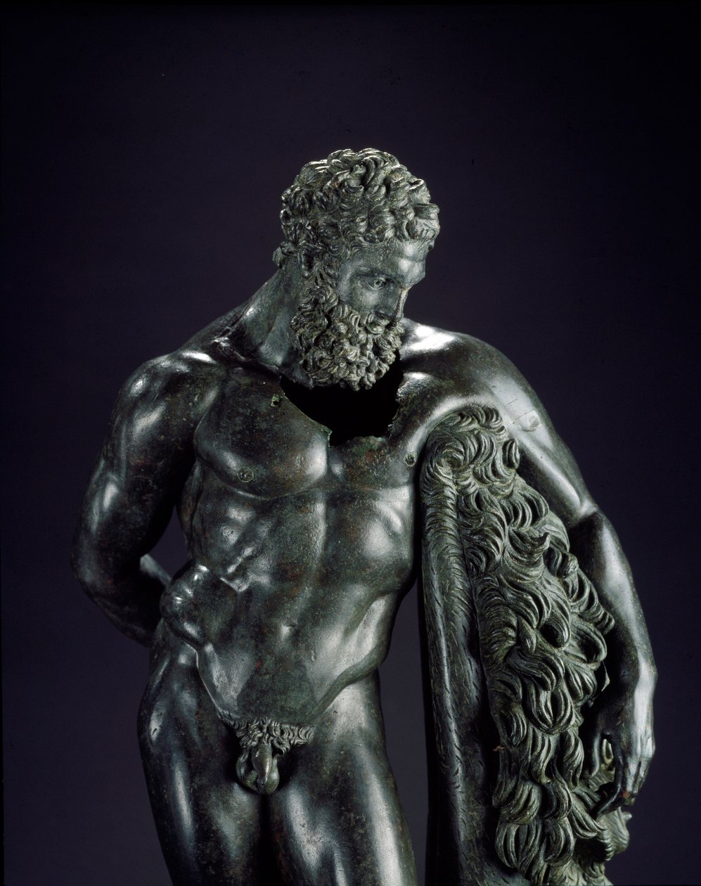Art grec: Héraclès au repos. Détail. Sculpture en bronze de Lysippe de Sicyone (395-305 av. J.-C.) 4e siècle av. J.-C. Du sanctuaire d