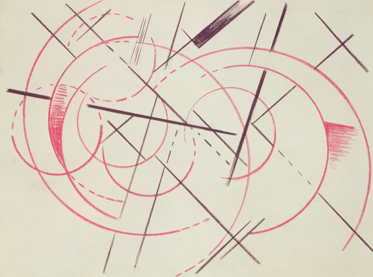 Composition constructiviste, 1922 (crayon rouge et noir sur papier) - Lyubov Sergeevna Popova