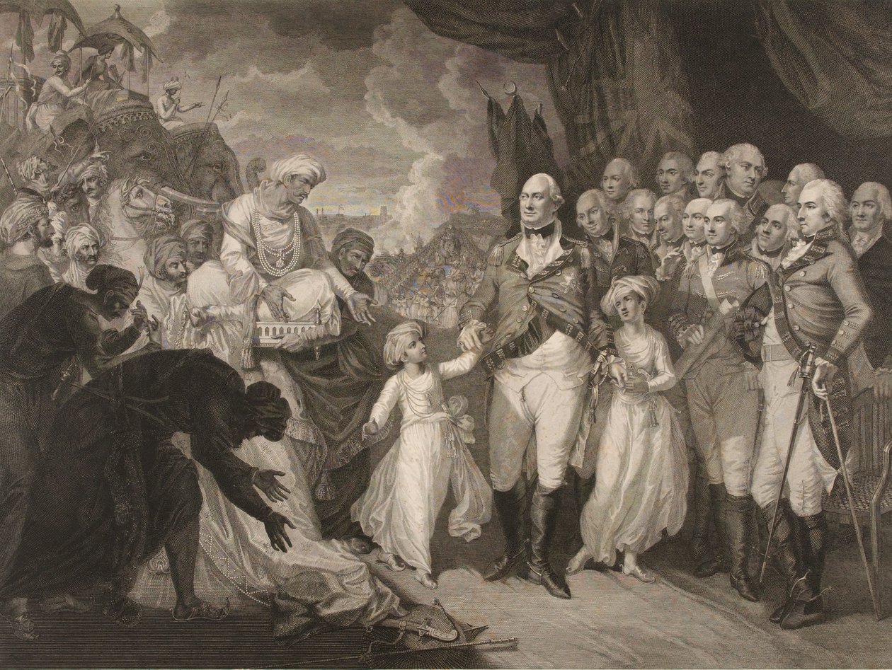 Le marquis Cornwallis recevant les princes otages, fils de Tippoo Sultan - M. (after) Brown
