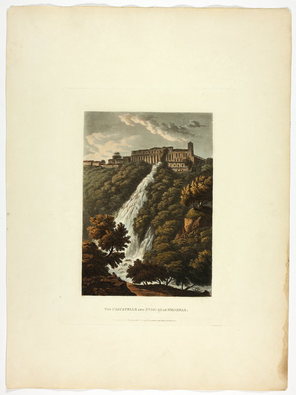 Les Cascatelles et les Ecuries de Mecenas, planche trente-trois des Ruines de Rome - M. Dubourg