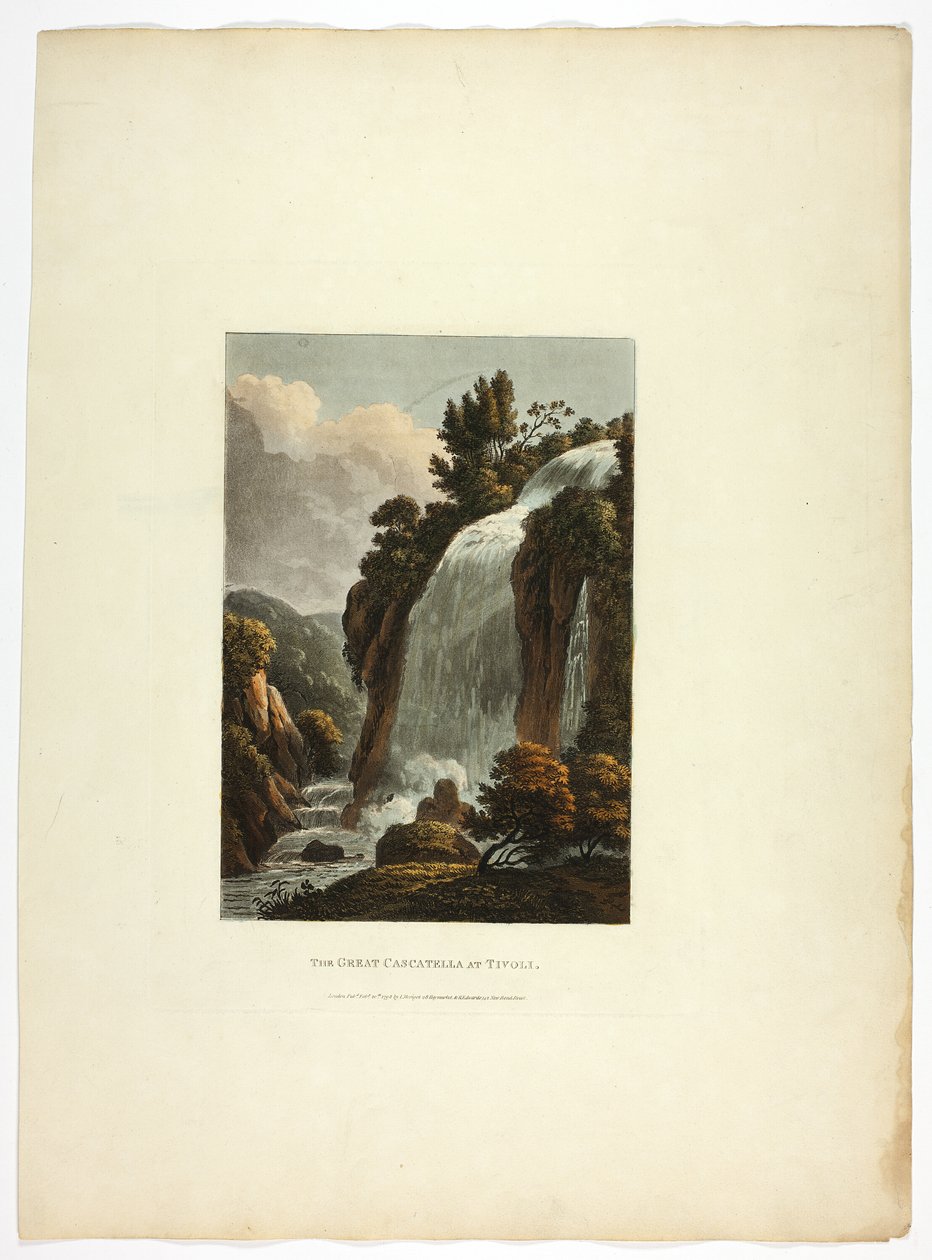 La Grande Cascatella de Tivoli, planche treize des Ruines de Rome - M. Dubourg