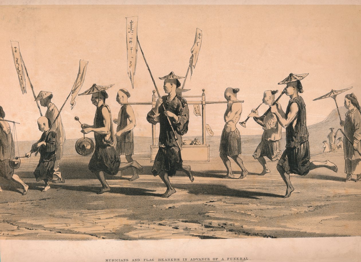 Musiciens et porte-drapeaux en avance d