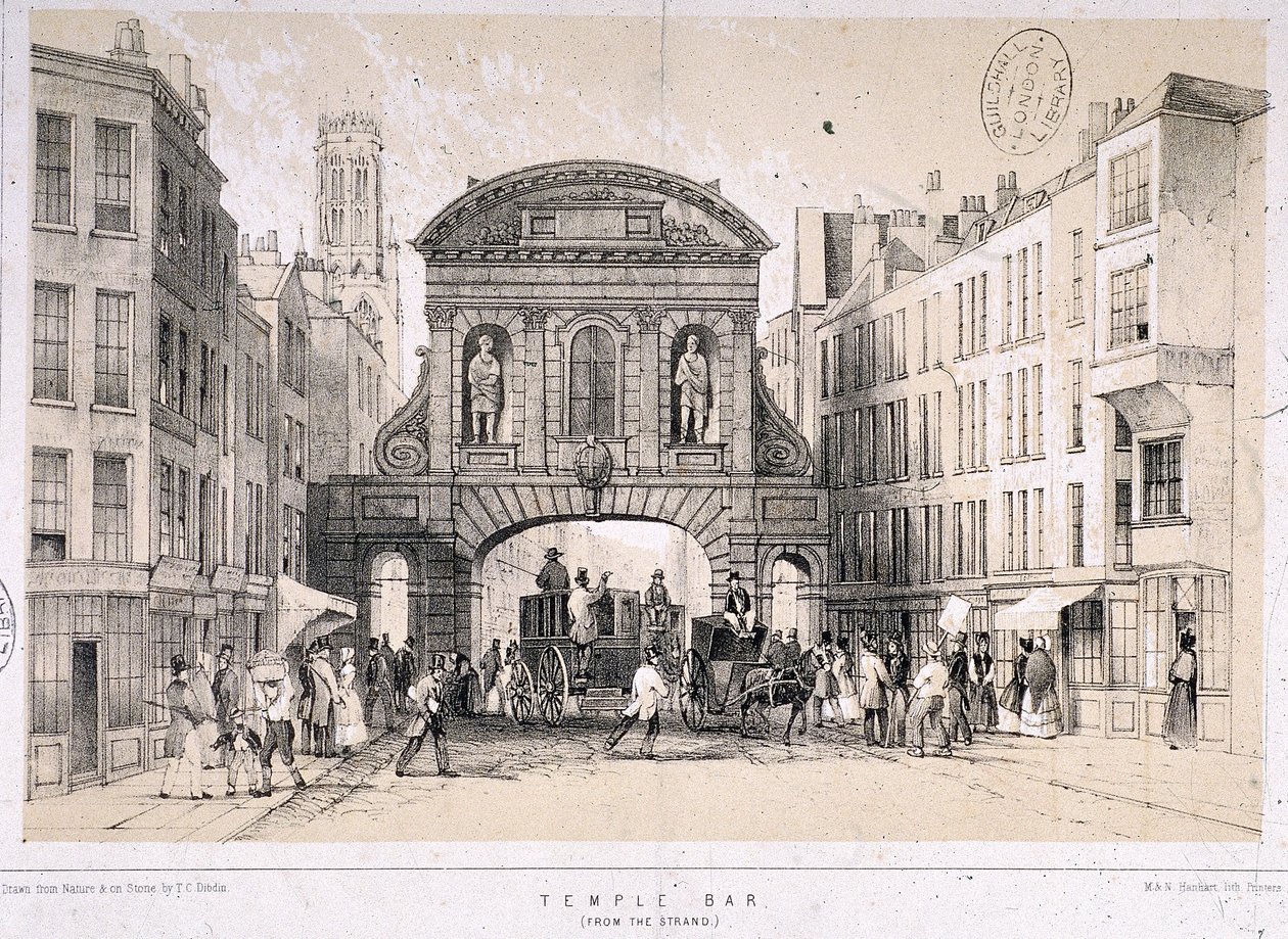 Temple Bar, Londres, vers 1845 - M and N Hanhart
