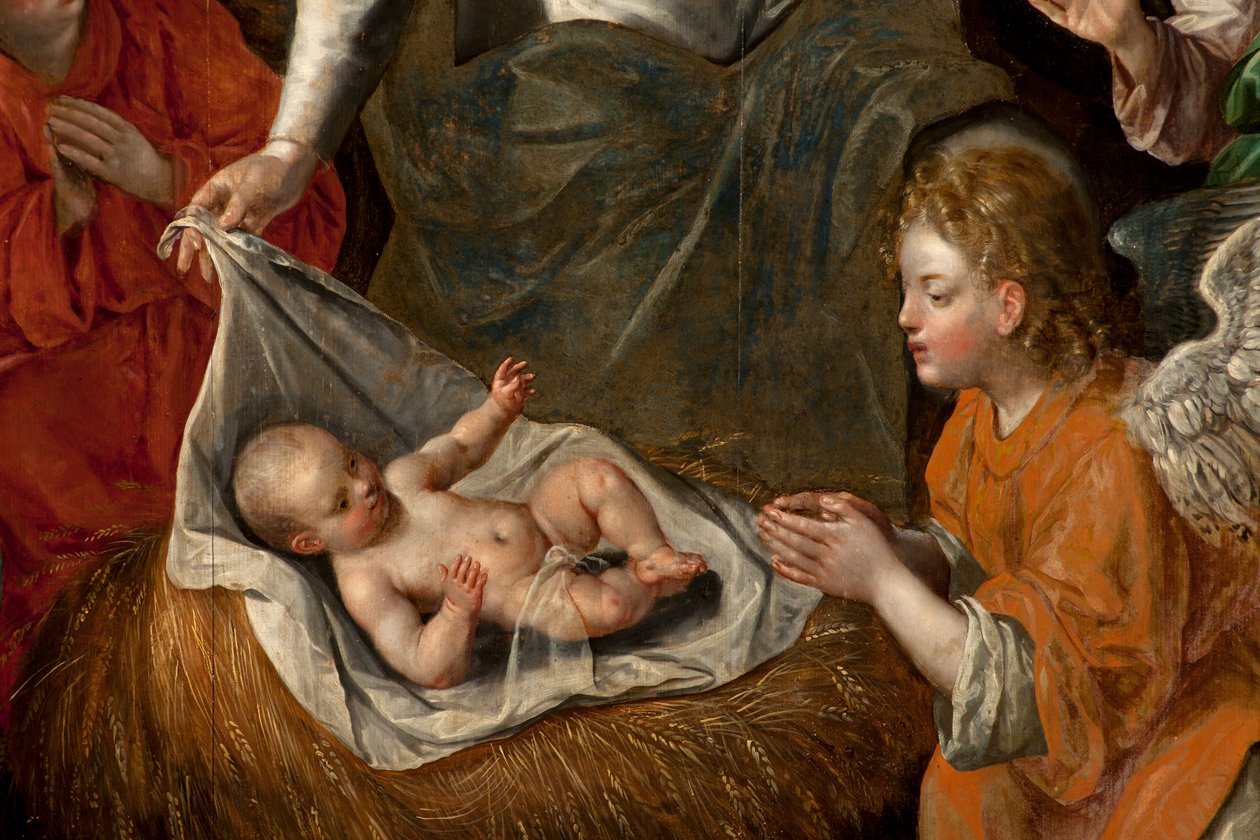 Adoration des Mages, Triptyque, Panneau central, (détail) - Maarten de Vos
