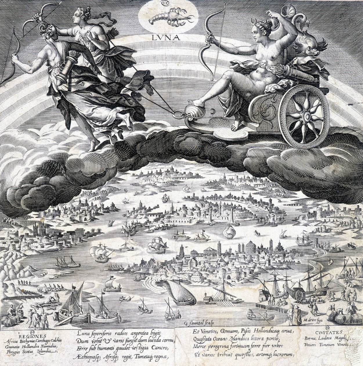 Luna : allégorie de la Lune (Diane) et du Scorpion - Maarten de Vos