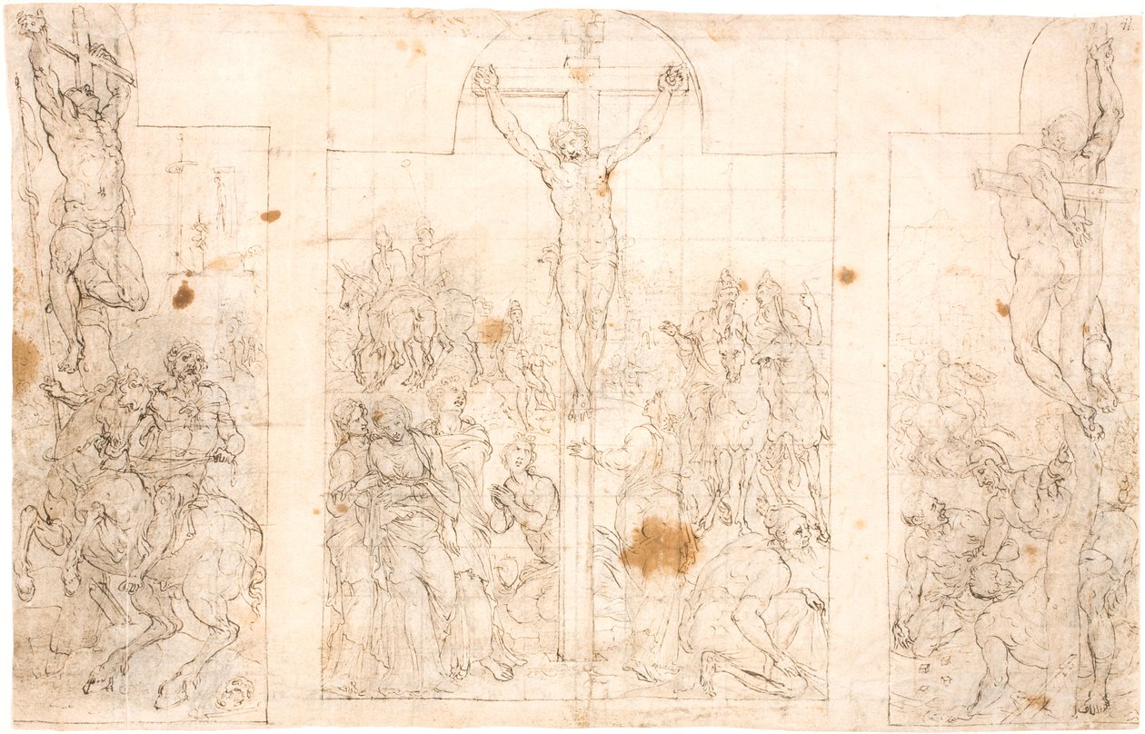 Étude préliminaire pour un triptyque représentant la Crucifixion - Maarten van Heemskerck