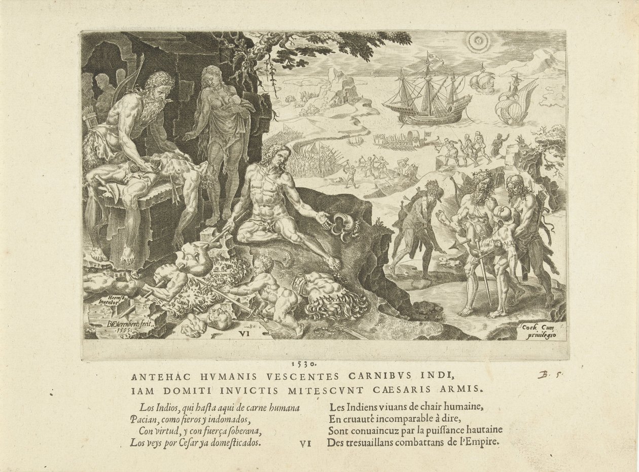 Les troupes impériales apportent la civilisation aux Indiens, 1555 - Maarten van Heemskerck