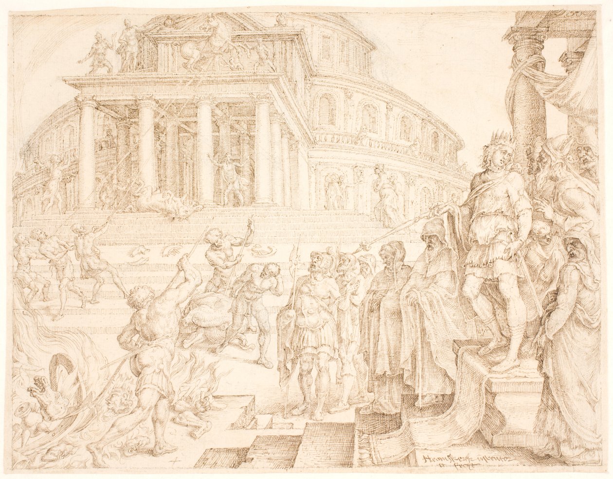 Josias ordonne de retirer les chevaux et de brûler les chars solaires - Maarten van Heemskerck