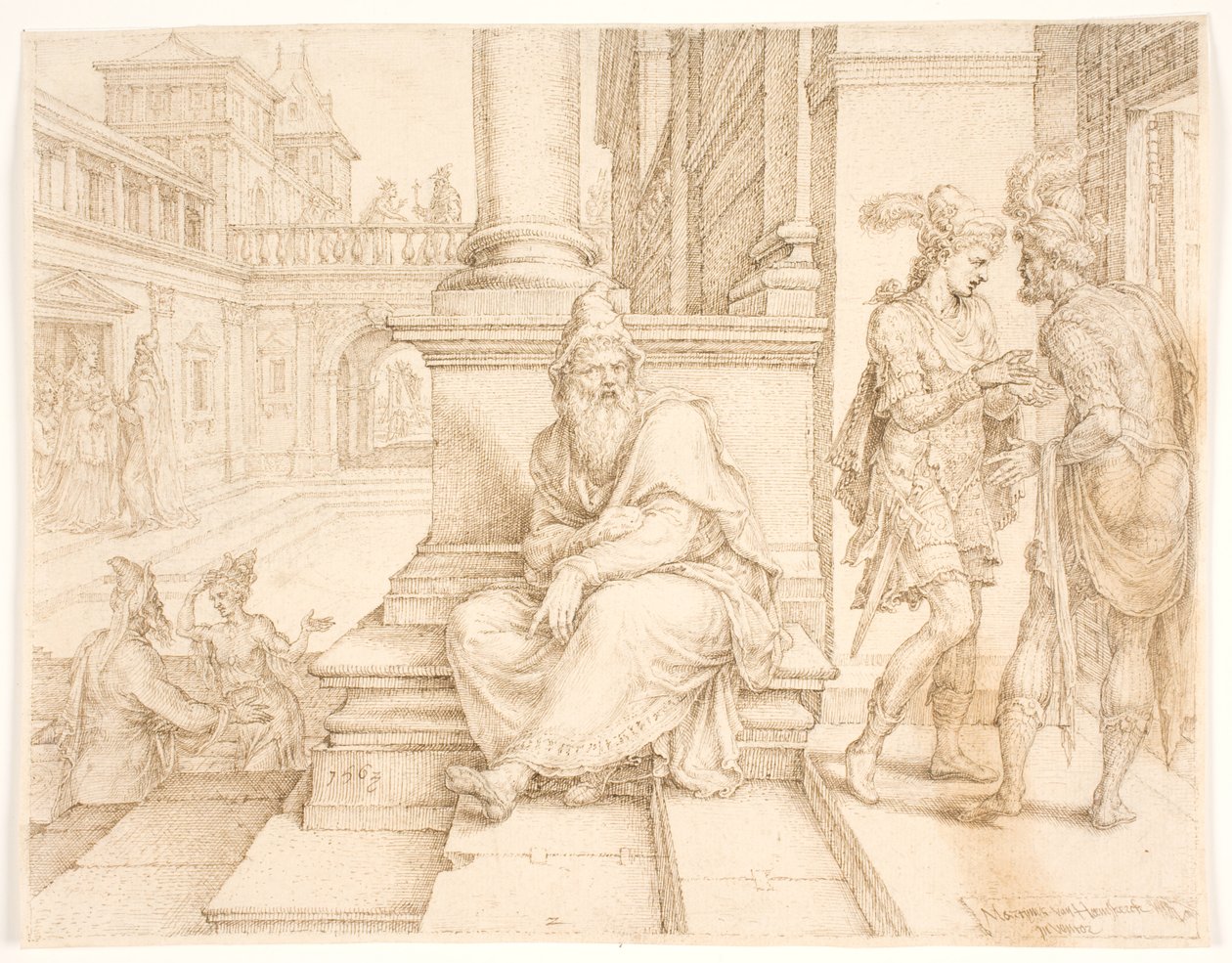 Mardochée entendant la trahison de Bigtan et Teresh - Maarten van Heemskerck