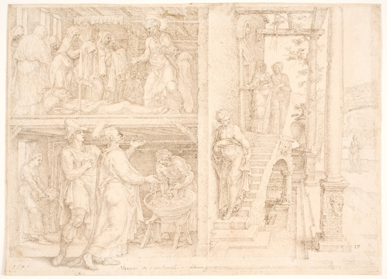 Pierre ressuscitant Tabitha - Maarten van Heemskerck