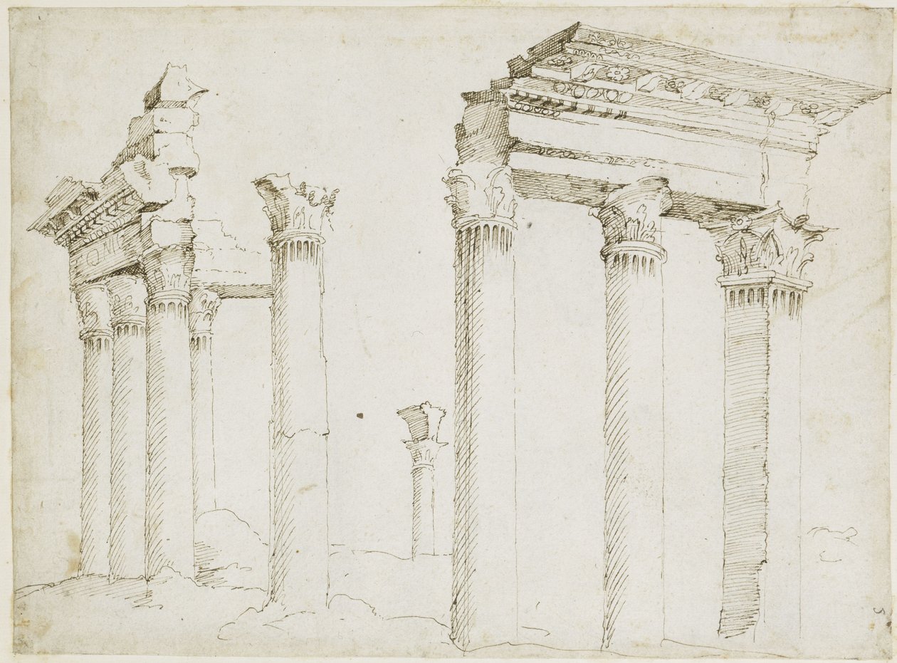 Vestiges du temple de Minerve sur le forum de Nerva - Maarten van Heemskerck