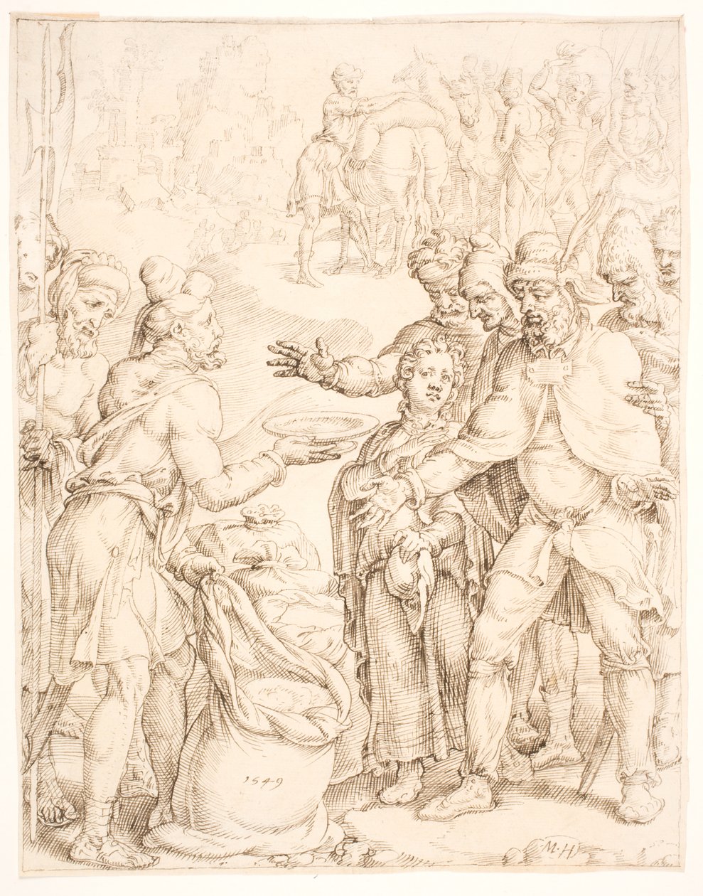 La découverte de la coupe de Pharaon dans le sac de Benjamin - Maarten van Heemskerck