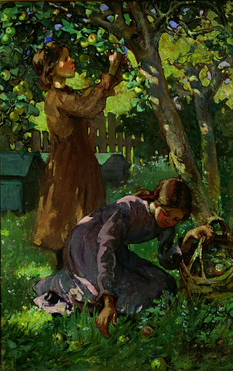 Cueillette des pommes, vers 1920 - Mabel Royds