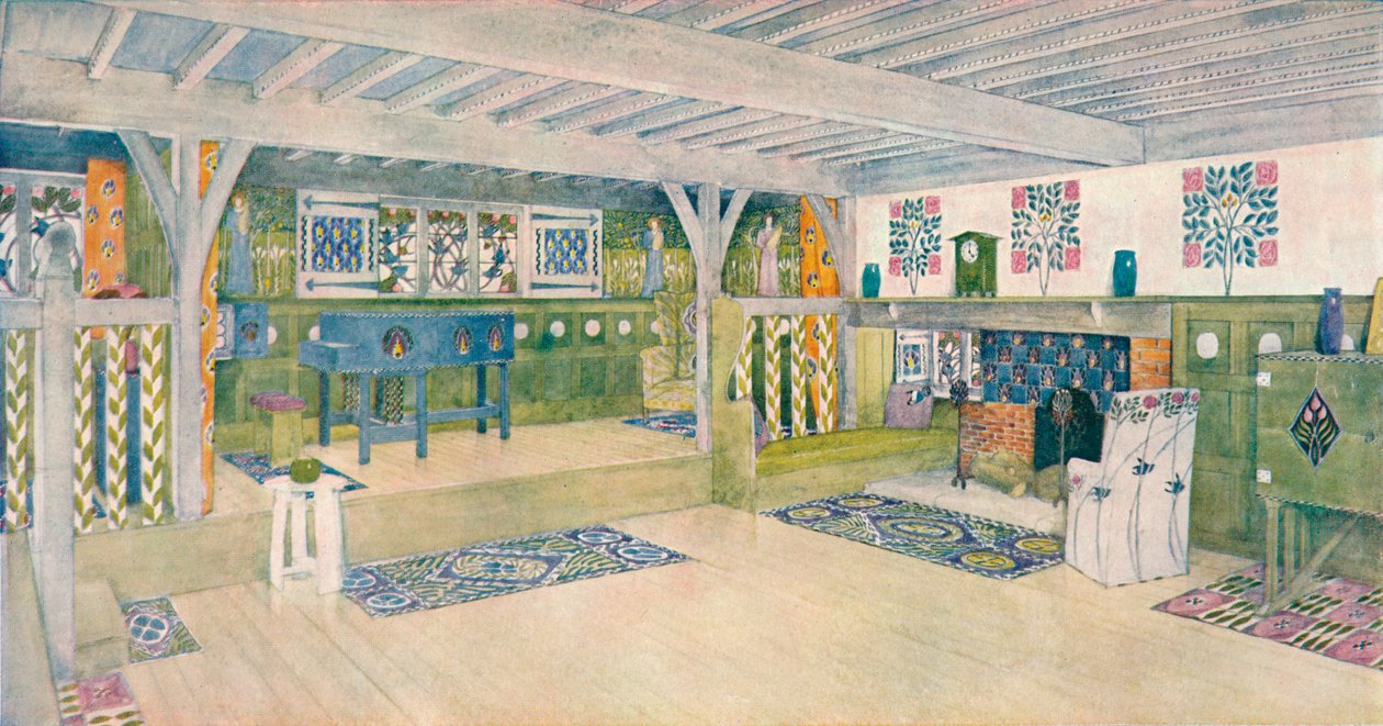 Salle de musique dans une maison à Crowborough, vers 1902 - Mackay Hugh Baillie Scott