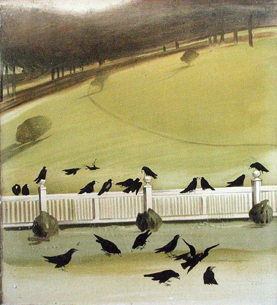Corbeaux se nourrissant dans un parc - Madeline Wyndham
