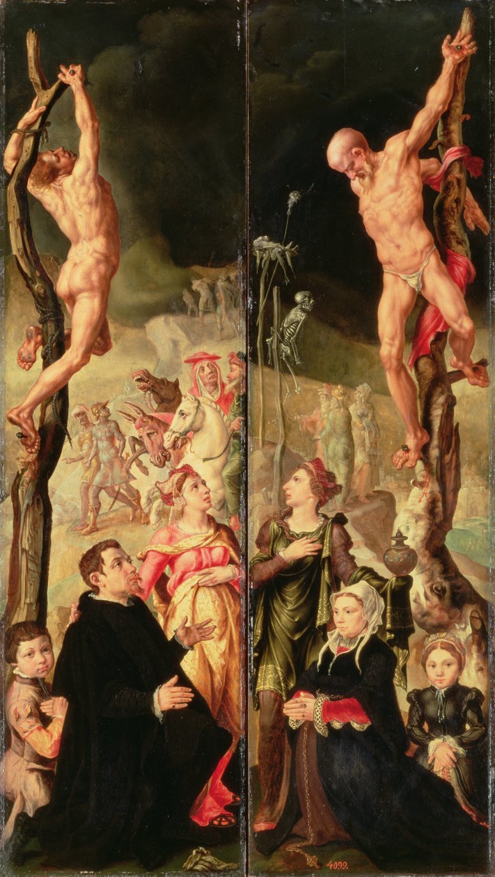 Calvaire, panneaux latéraux du triptyque - Maerten van Heemskerck