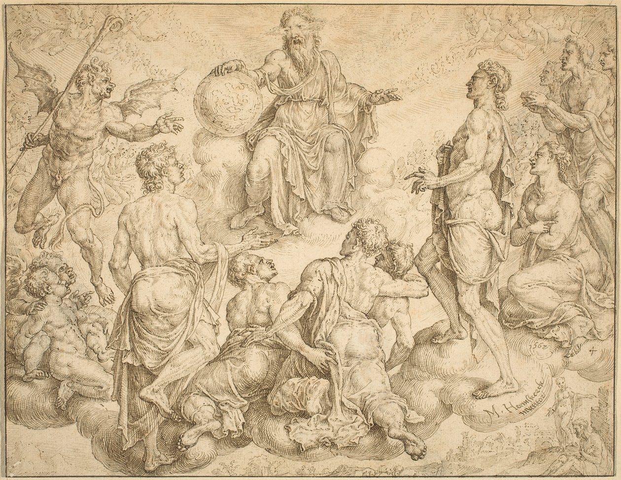 Satan défie Dieu de retirer sa protection à Job - Maerten van Heemskerck