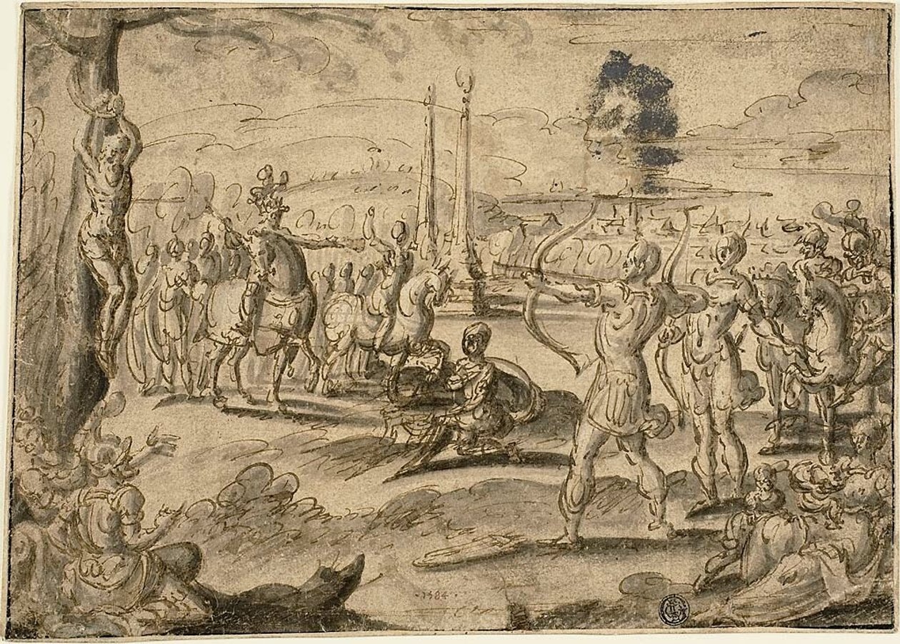 Tir sur le cadavre de son père - Maerten van Heemskerck