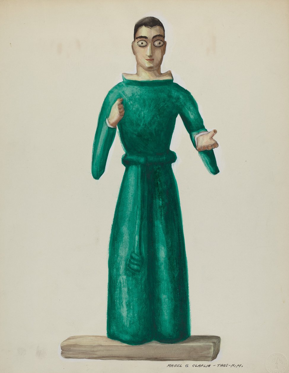 Santo en bois en robe verte brillante, 1935-1942 - Majel G. Claflin