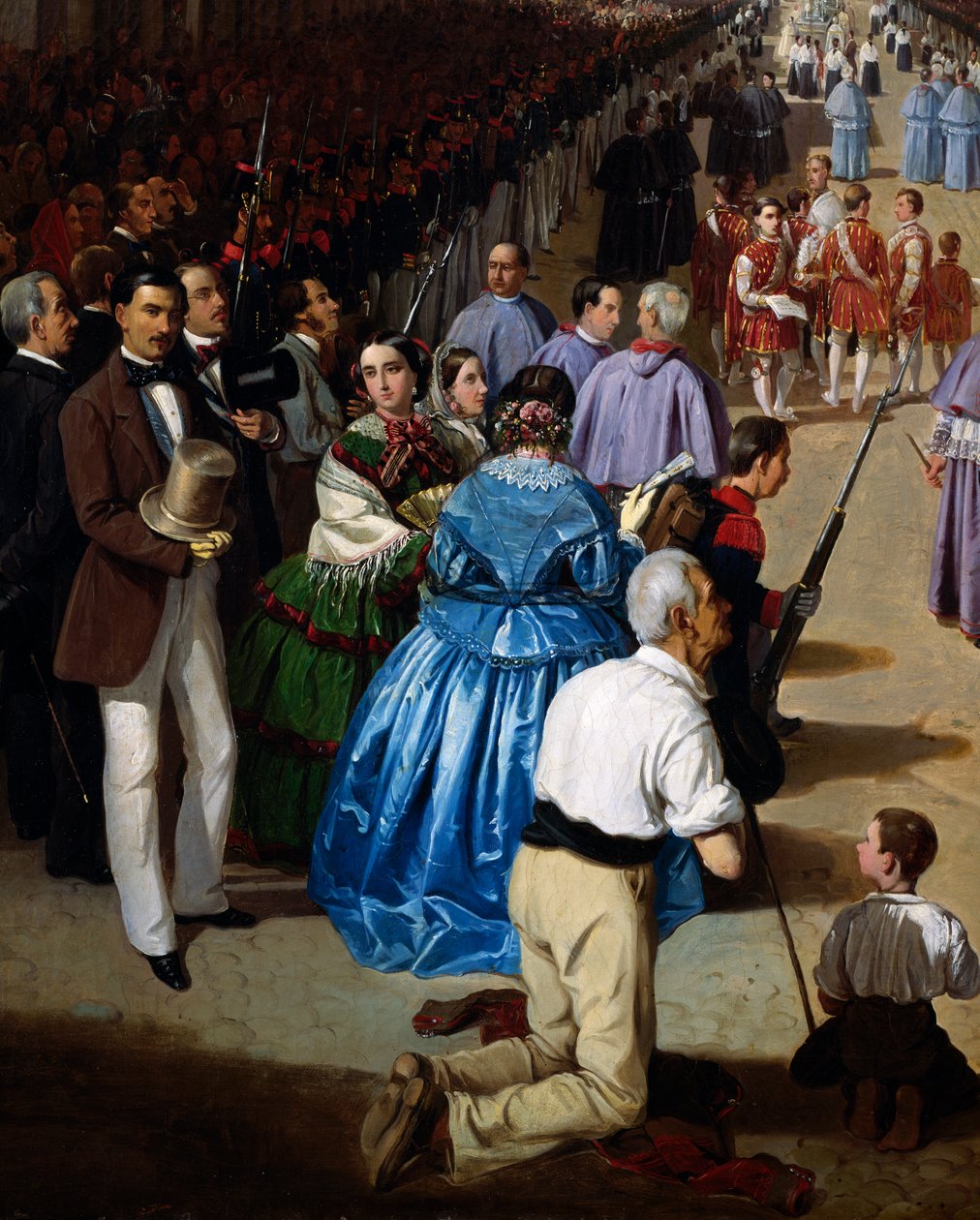 Procession du Corpus Christi à Séville en 1857, peinture de Manuel Cabral Aguado Bejarano (1828-1891), détail, Espagne - Manuel Cabral y Aguado Bejarano