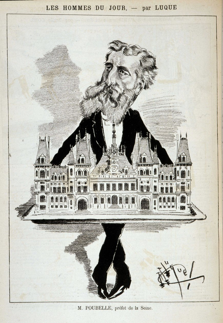 Caricature par M. Poubelle, préfet de la Seine, portant l