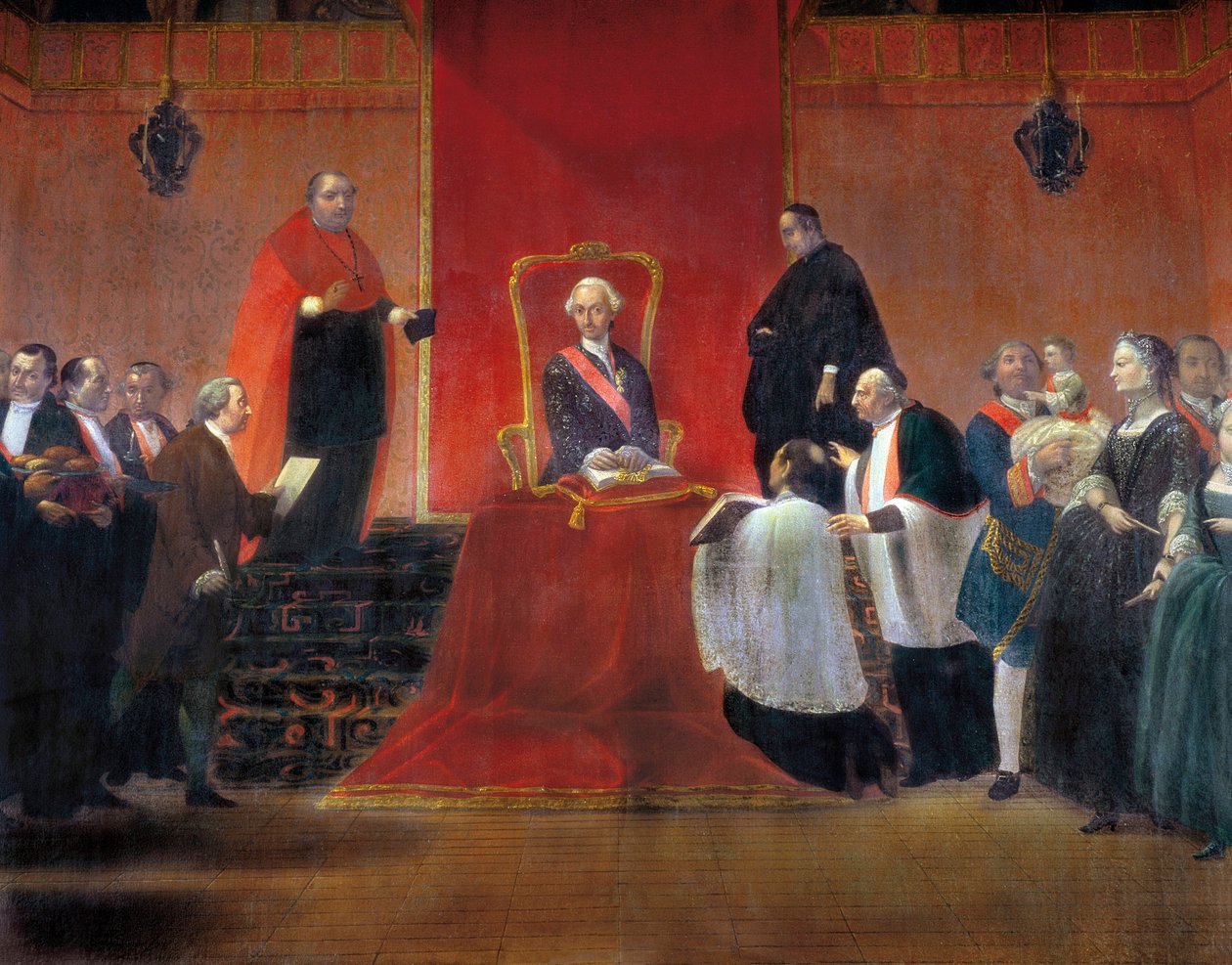 Charles III prenant possession du chanoine de Barcelone en 1759, détail - Manuel Tramulles
