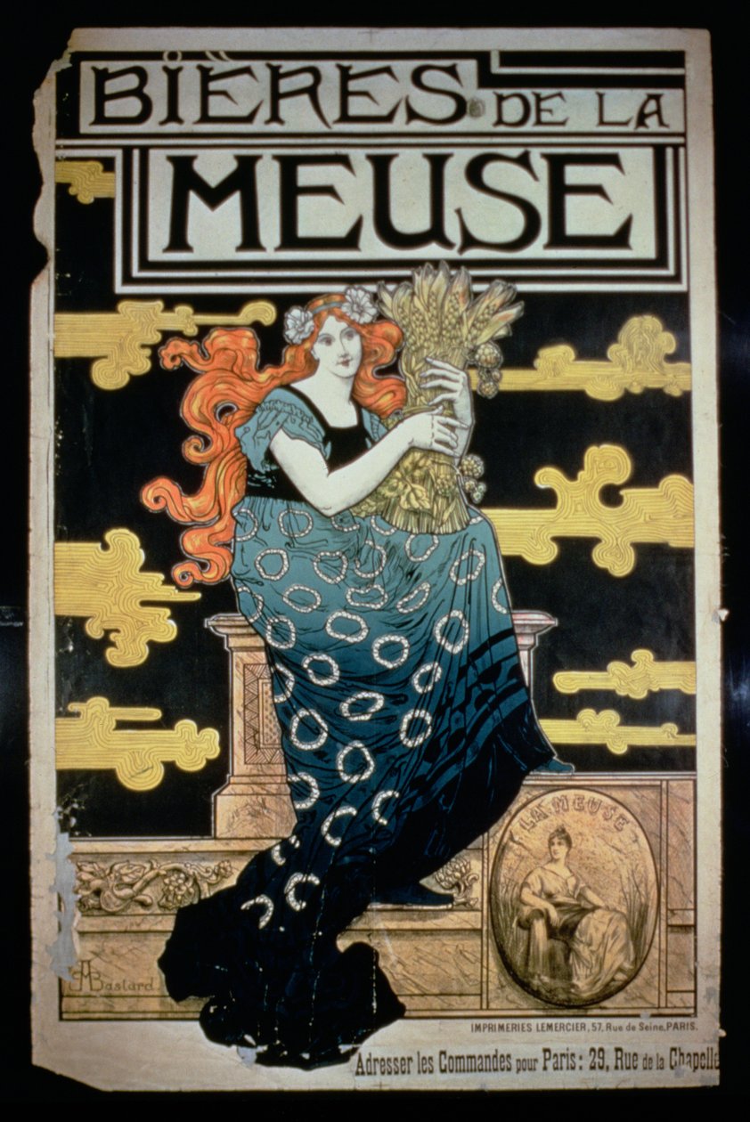 Affiche publicitaire pour les bières La Meuse - Marc-Auguste Bastard