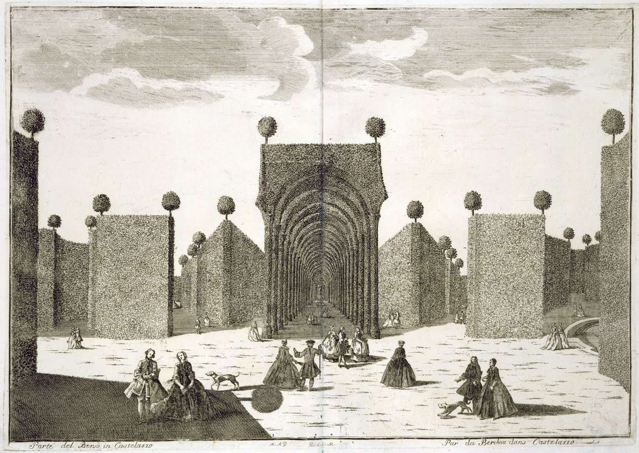 Les jardins topiaires, de Delights of the Villa Castellazzo, par Domenico Felice Leonardi, publié en 1743 - Marc