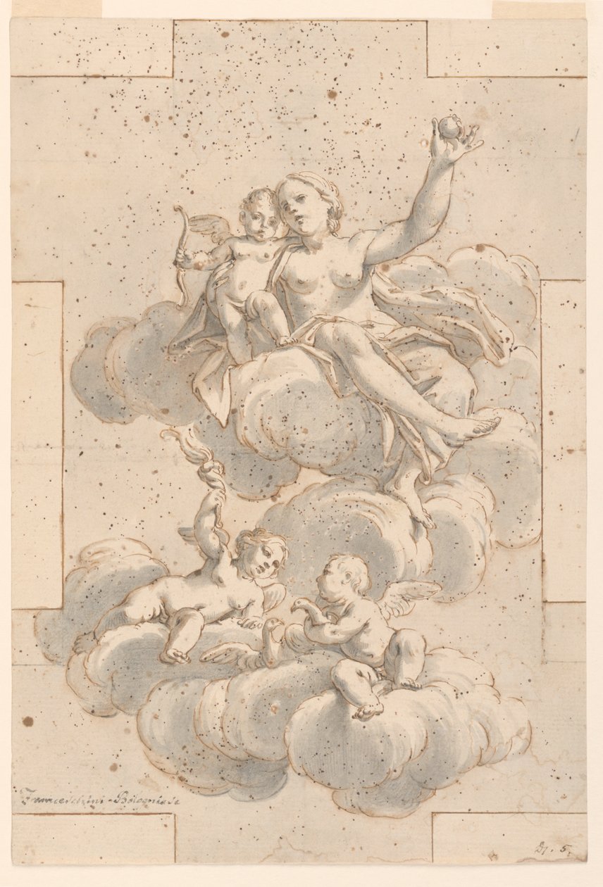 Motif pour un plafond, Vénus, Cupidon et Putti - Marc Antonio Franceschini