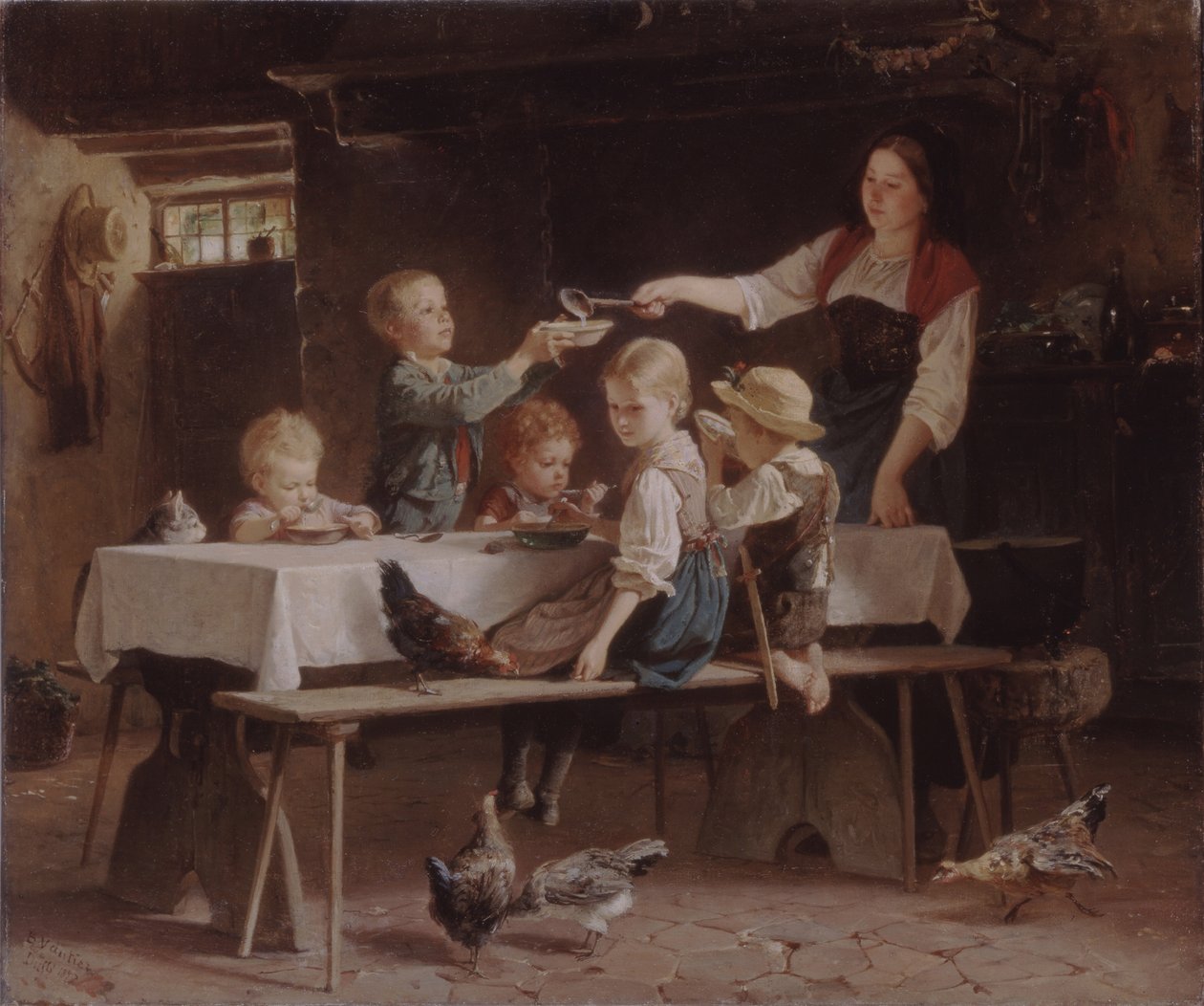Enfants au déjeuner - Marc Louis Benjamin Vautier the Elder