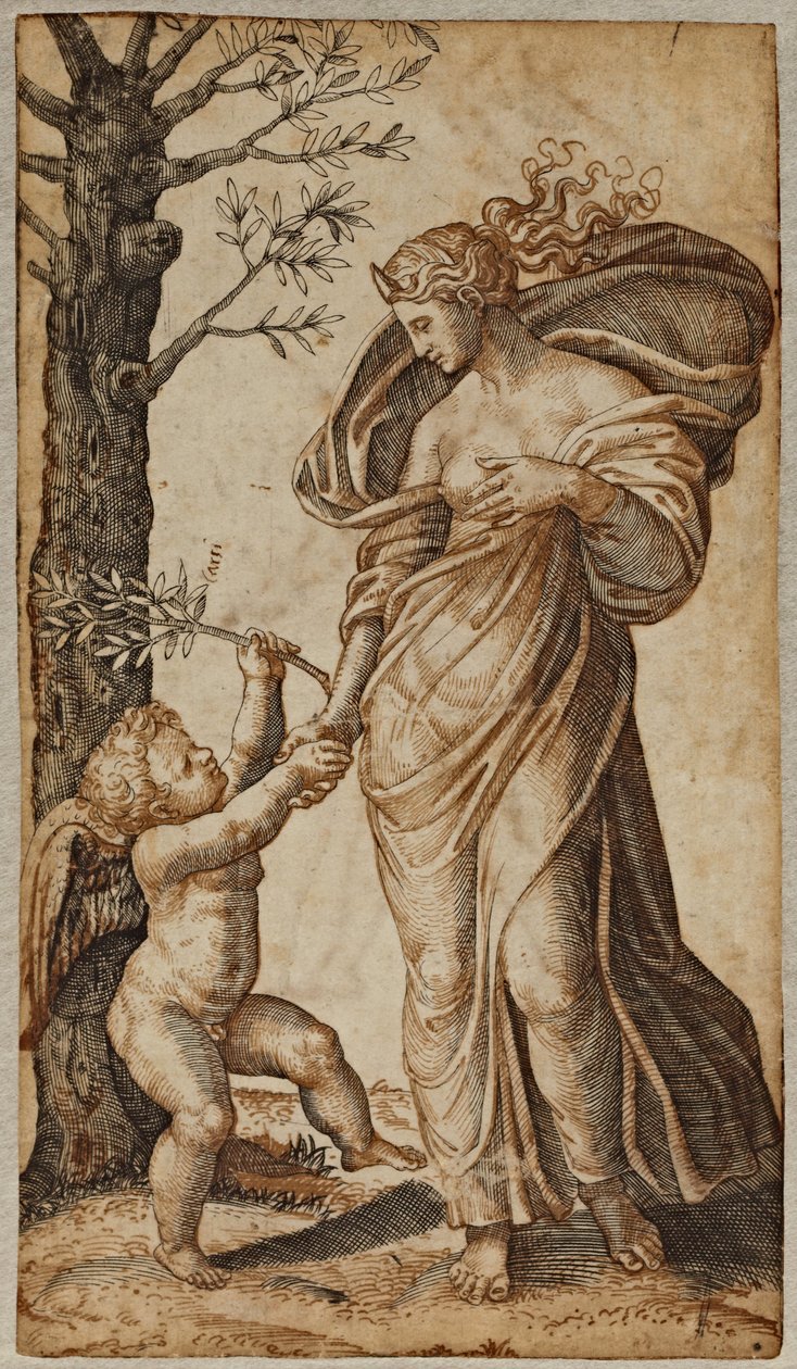 Réconciliation de Minerve et Cupidon - Marcantonio Raimondi