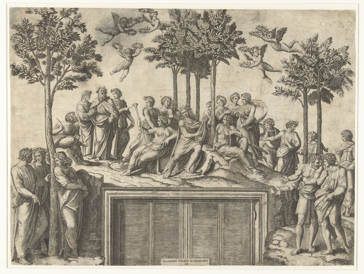 Apollon et les muses sur le mont Parnasse - Marcantonio Raimondi