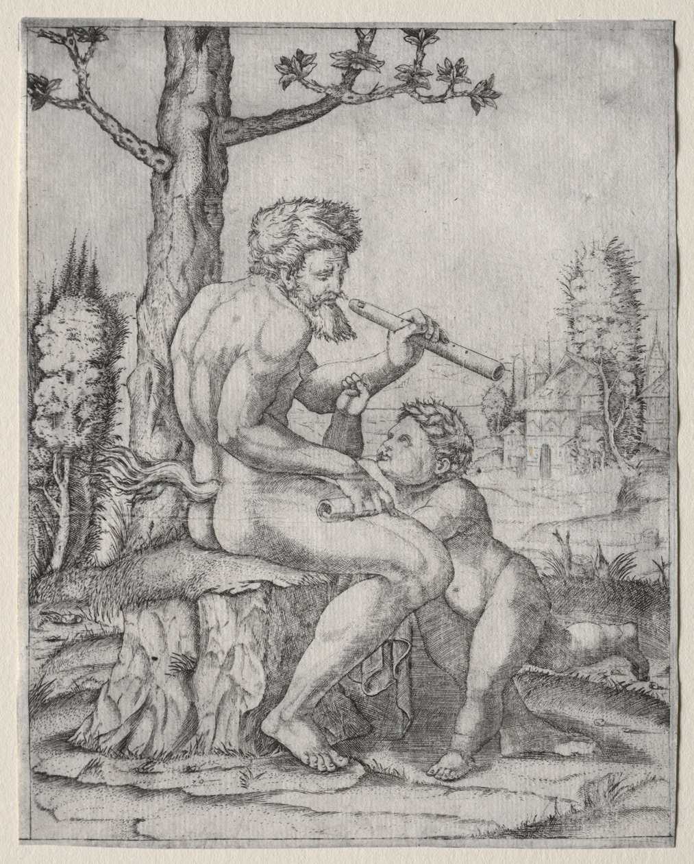 Faune et enfant, vers 1509 - Marcantonio Raimondi