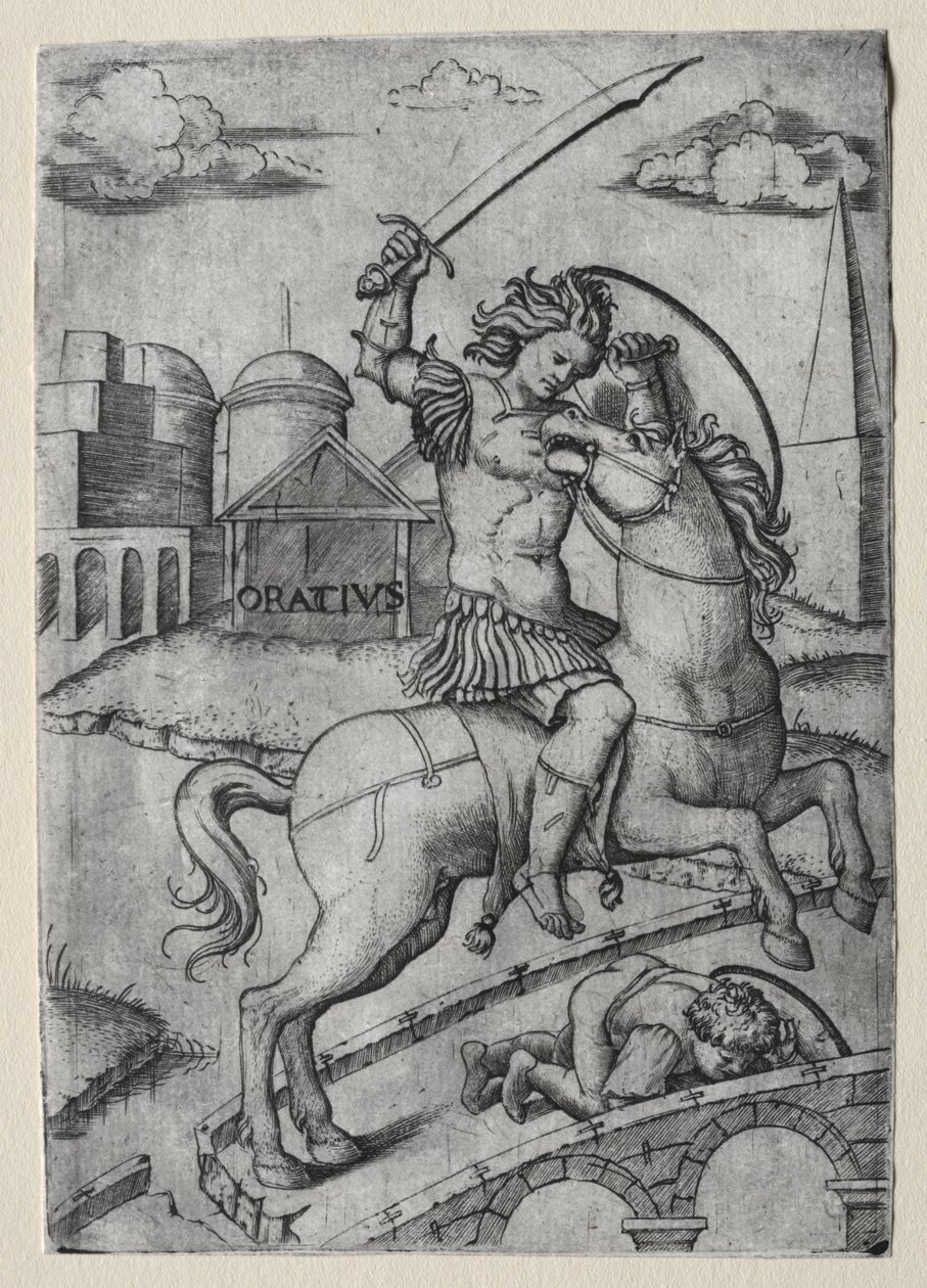 Horatius Cocles défendant le pont Sublicius - Marcantonio Raimondi
