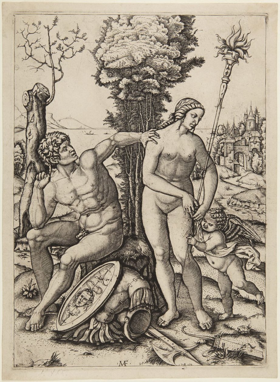 Mars, Vénus et Cupidon - Marcantonio Raimondi
