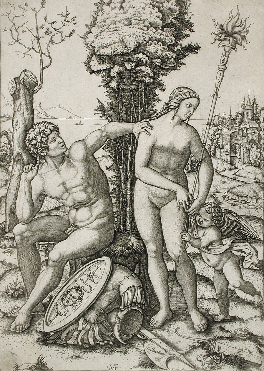 Mars, Vénus et Cupidon - Marcantonio Raimondi