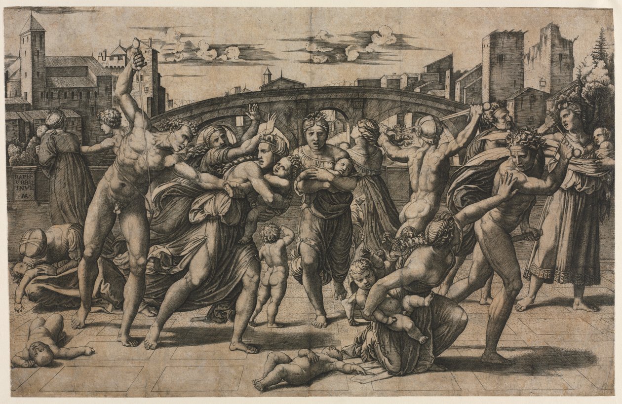 Massacre des Innocents avec le sapin, vers 1511-1512 - Marcantonio Raimondi