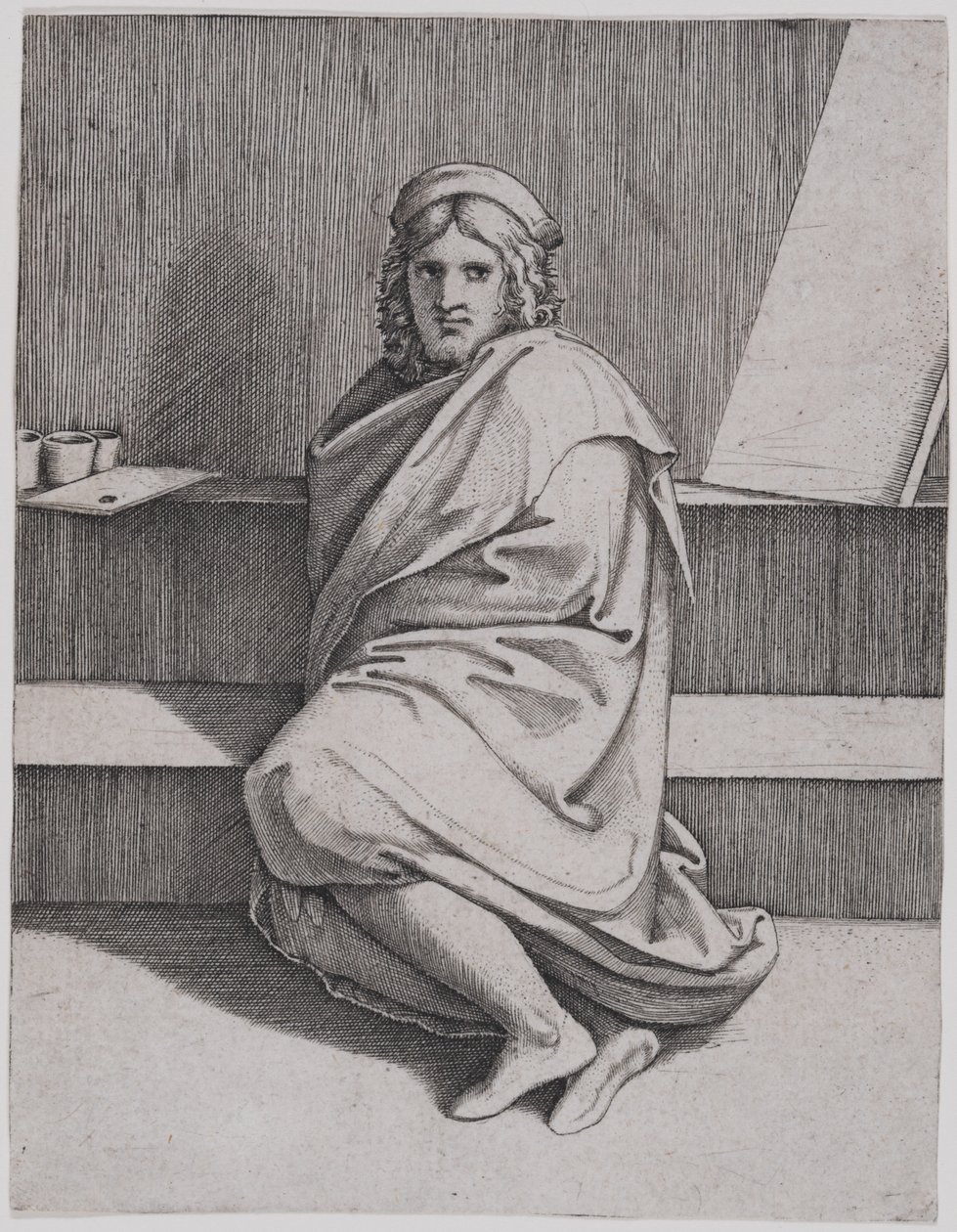 Portrait de Raphaël, assis - Marcantonio Raimondi