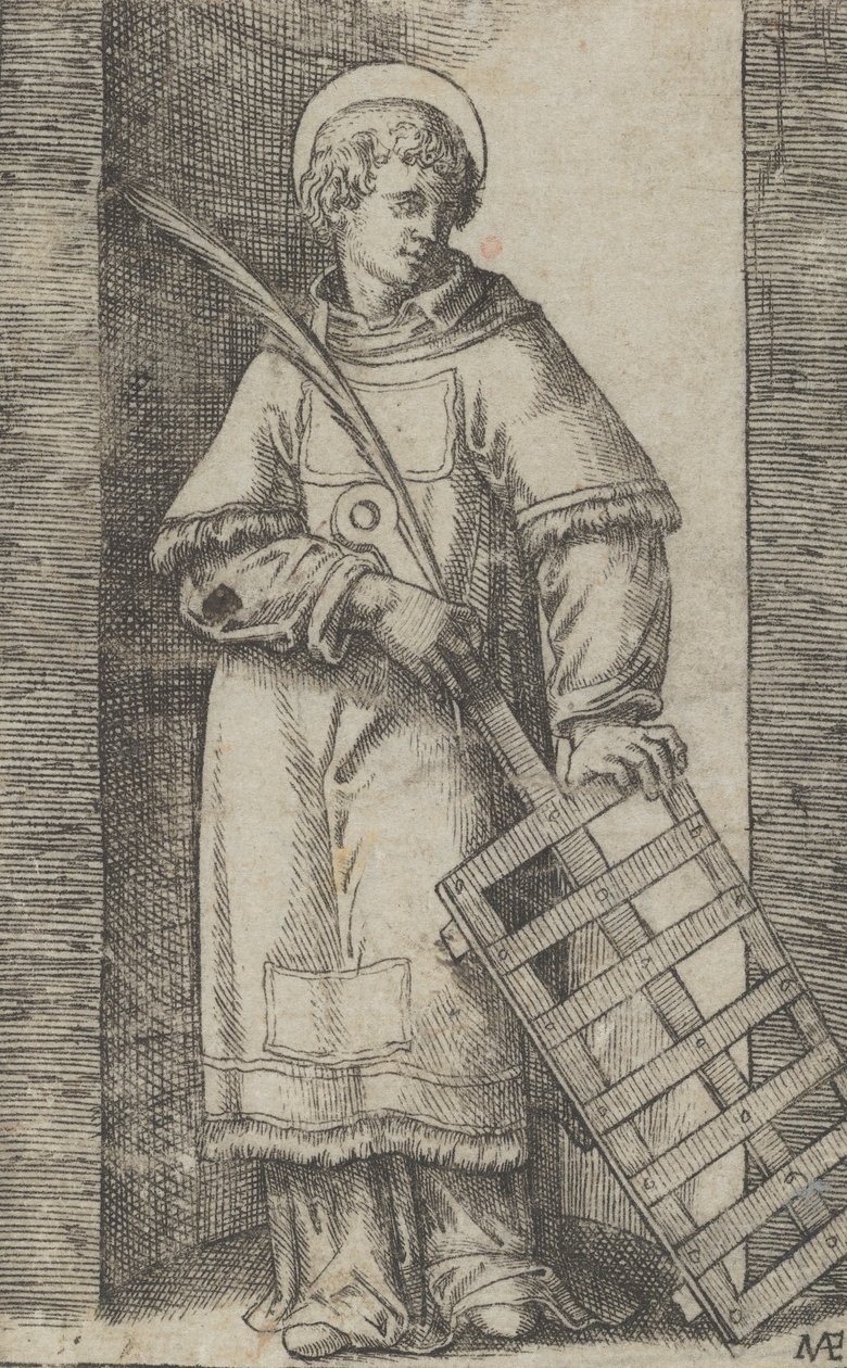 Saint Vincent, main gauche reposant sur un grill, de la série 