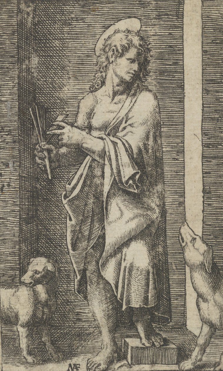 Saint Lazare flanqué de deux chiens, de la série 
