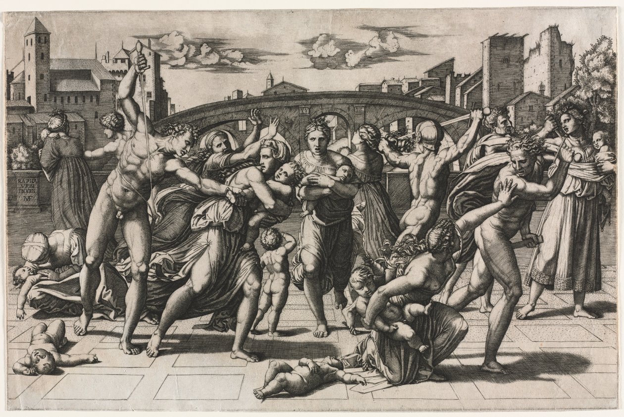 Le Massacre des Innocents sans le sapin, vers 1513-1515 - Marcantonio Raimondi