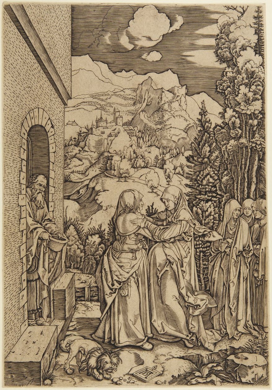 La Visitation, planche 8 de la Vie de la Vierge - Marcantonio Raimondi