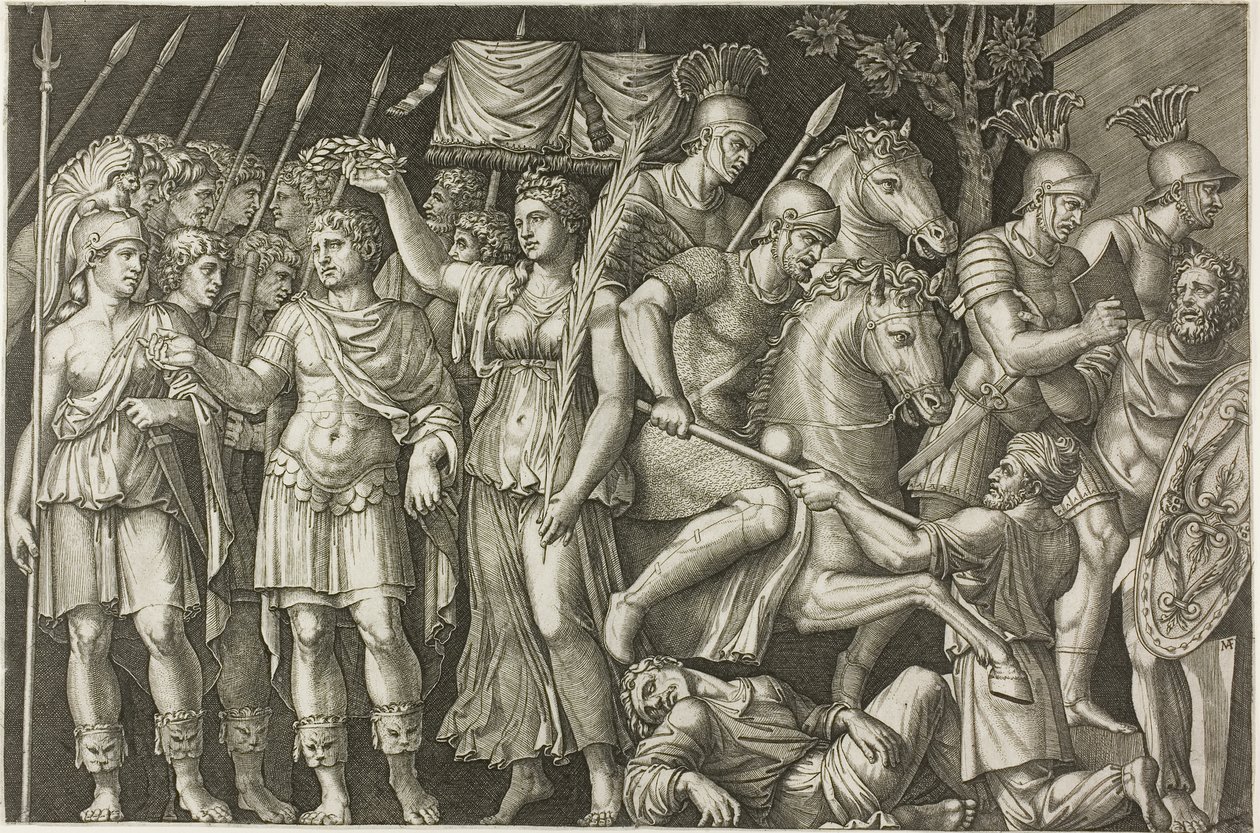 Trajan couronné par la Victoire - Marcantonio Raimondi