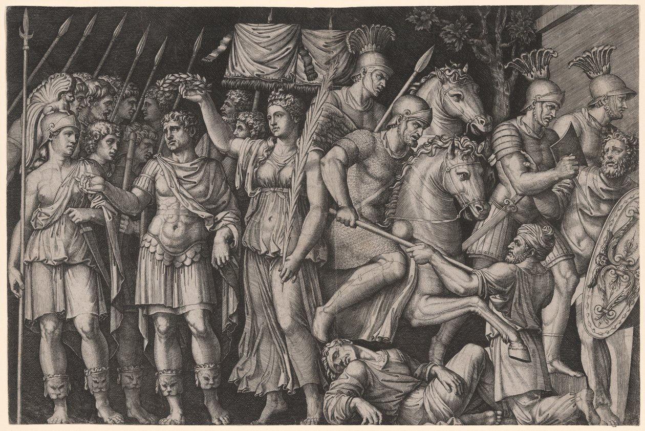 Trajan couronné par la victoire - Marcantonio Raimondi